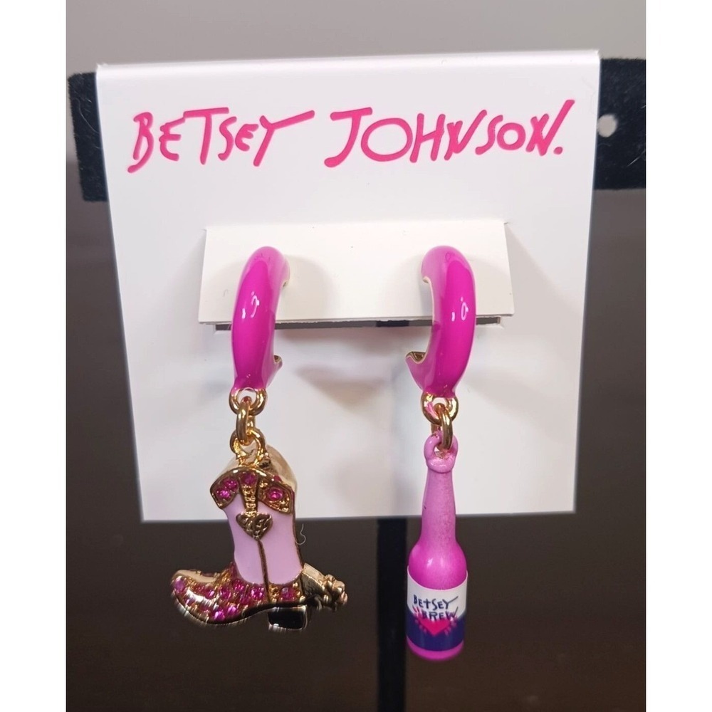 Betsey Johnson Cowgirl Earrings Mismatched Western Nashville Bachelorette Pink